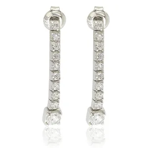 Suzy Levian Sterling Silver Cubic Zirconia White Graduating Line Dangle Earrings