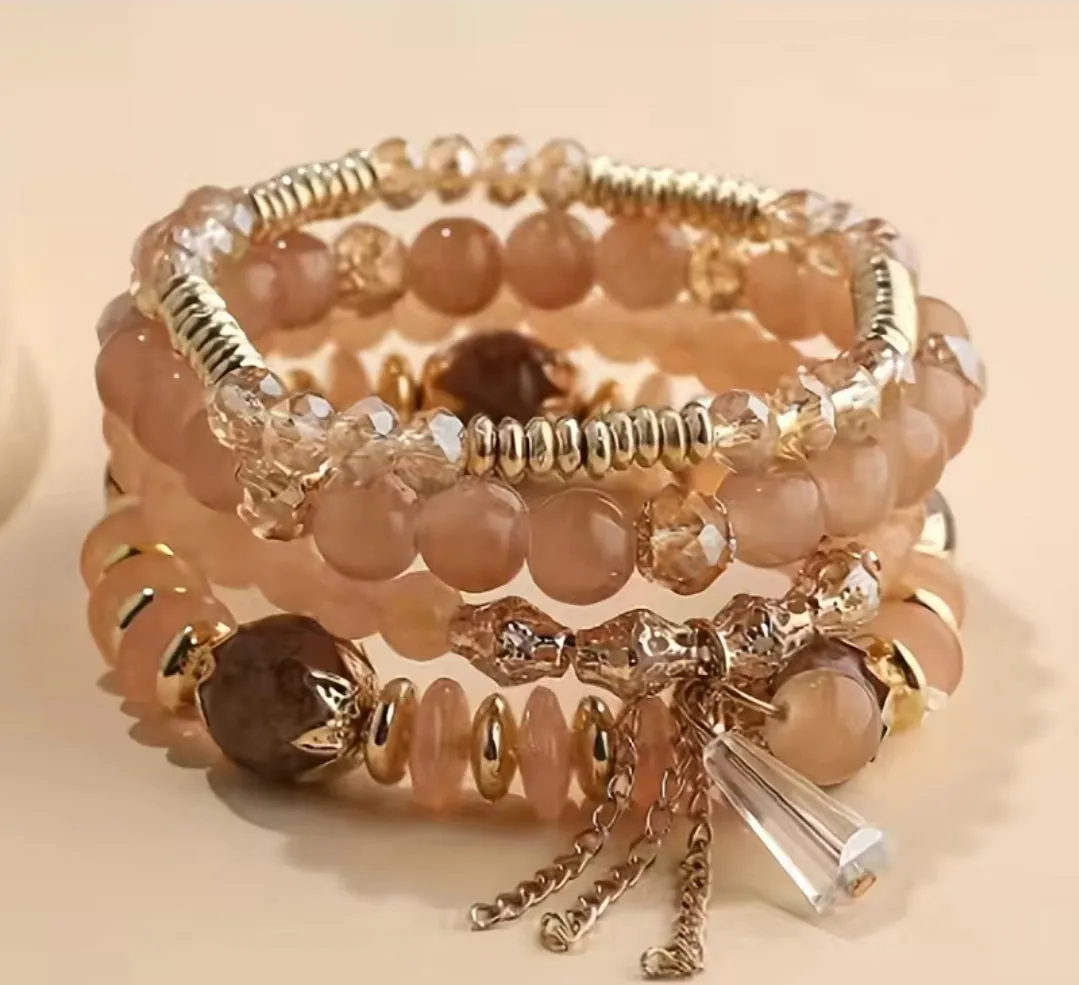 Sweet TEA- Champagne MultiLayer Glass/Crystal Beads