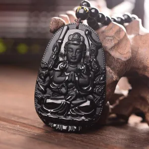 Thankful Buddha Obsidian Necklace