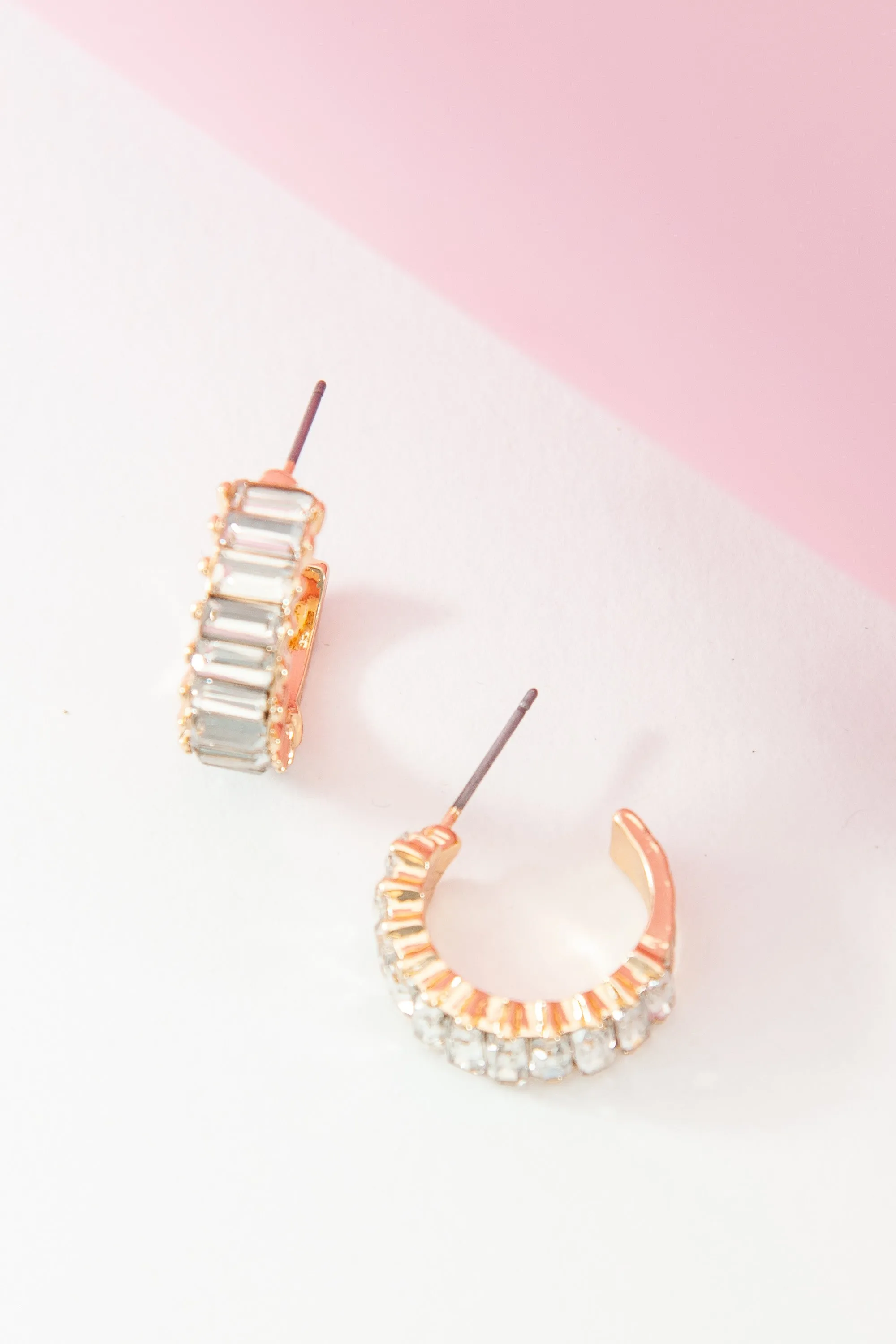 THE BAGUETTE STONE HOOP EARRINGS