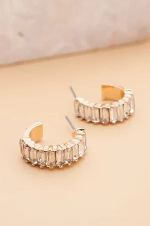 THE BAGUETTE STONE HOOP EARRINGS