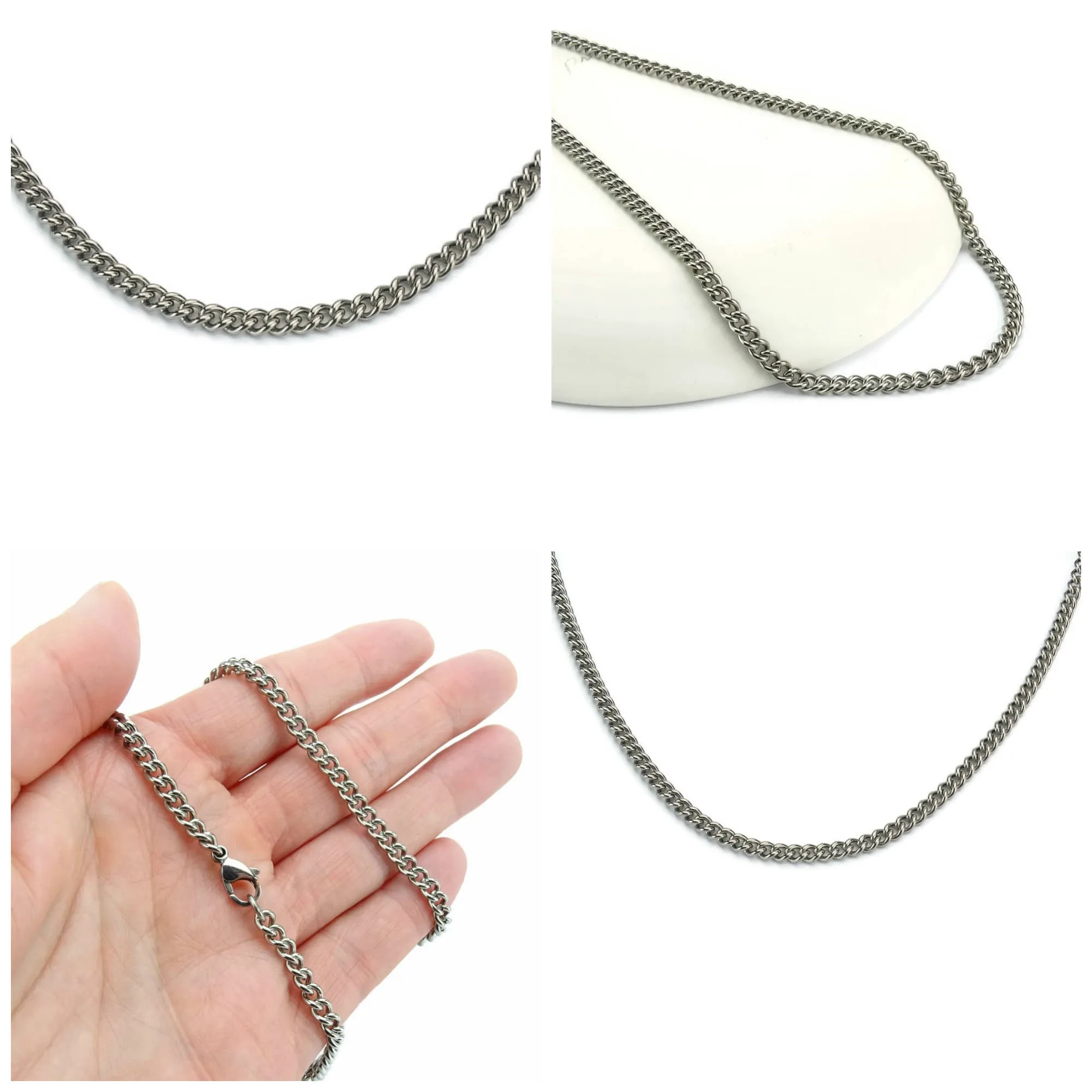 Titanium Mens Necklace Medium Curb