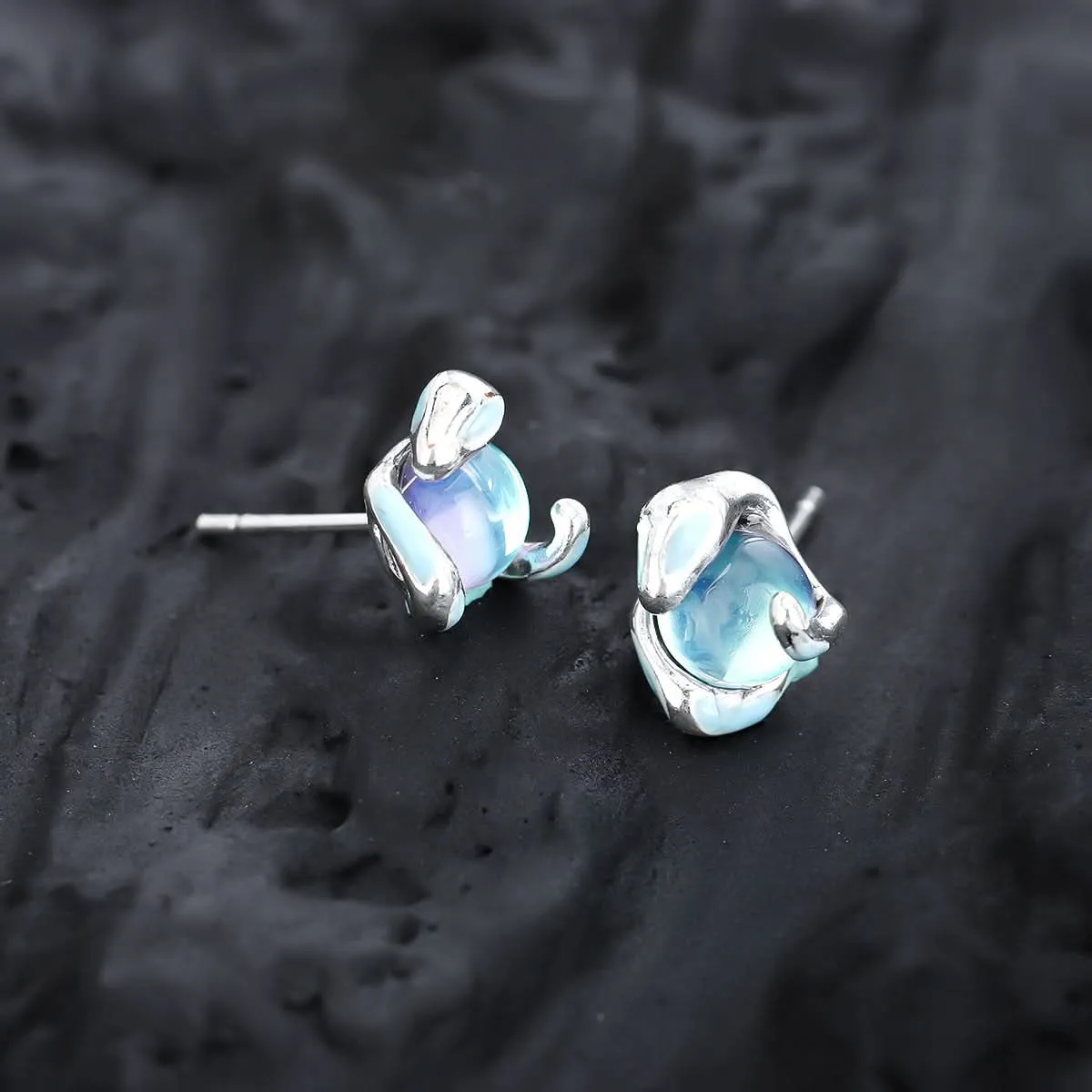 Trendy Medusa Ice Blue Eye Earrings for Men & Women - Fashionable