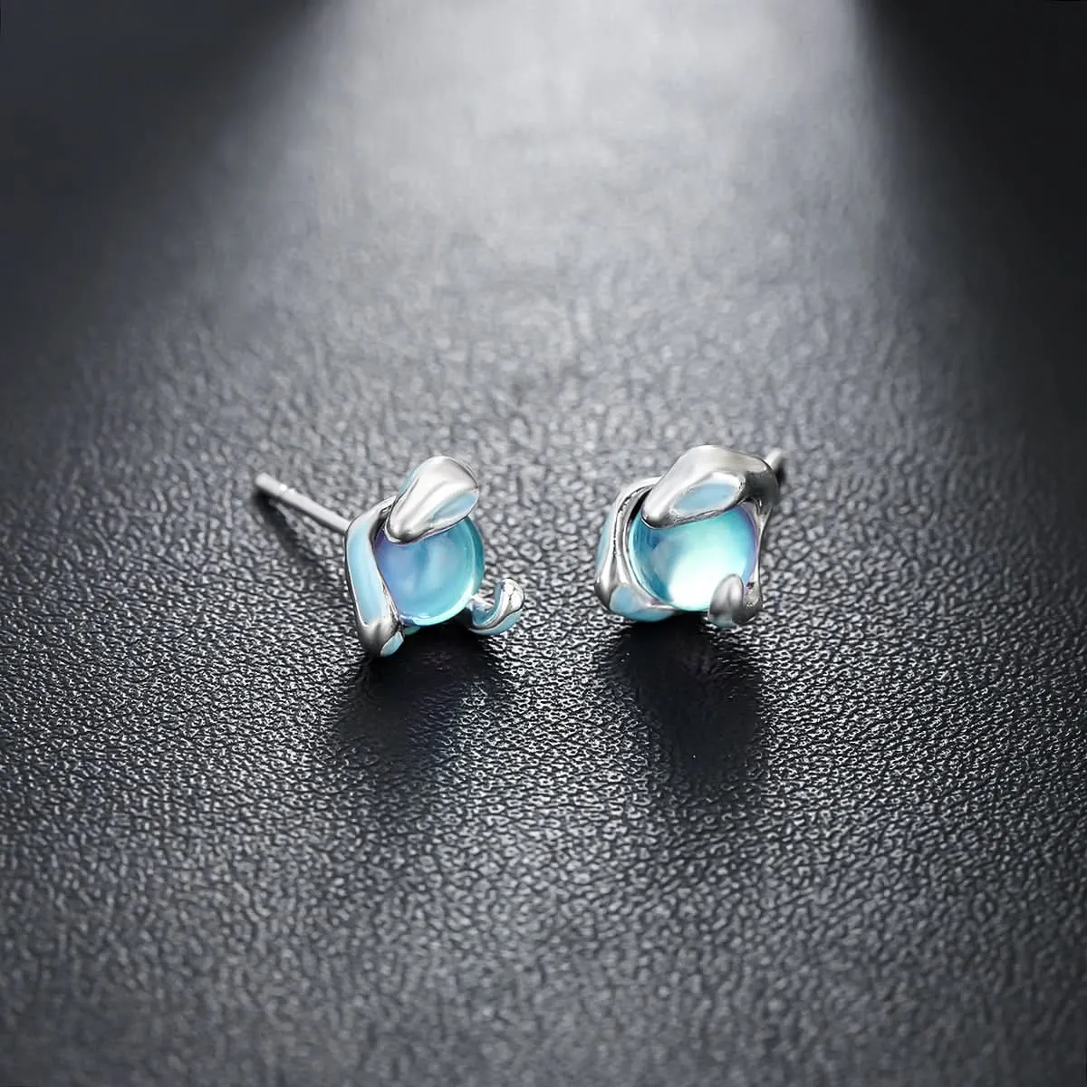 Trendy Medusa Ice Blue Eye Earrings for Men & Women - Fashionable