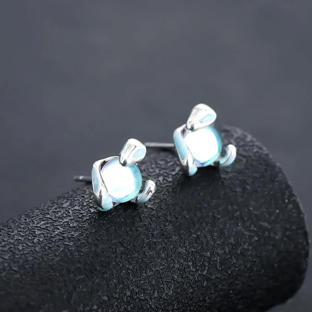 Trendy Medusa Ice Blue Eye Earrings for Men & Women - Fashionable