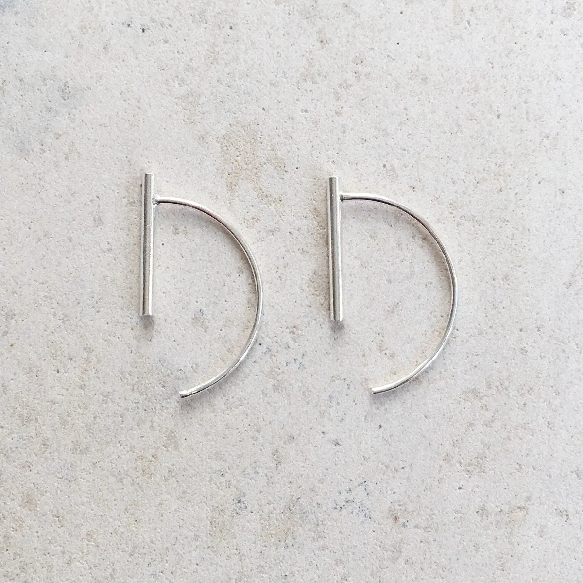 Tube Threader Unique Line Earrings Sterling Silver or Gold Plated Earrings