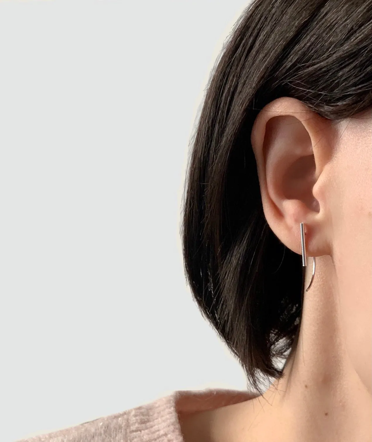 Tube Threader Unique Line Earrings Sterling Silver or Gold Plated Earrings