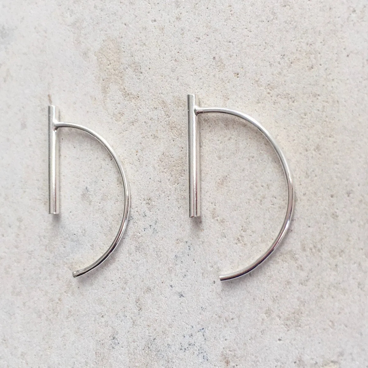 Tube Threader Unique Line Earrings Sterling Silver or Gold Plated Earrings