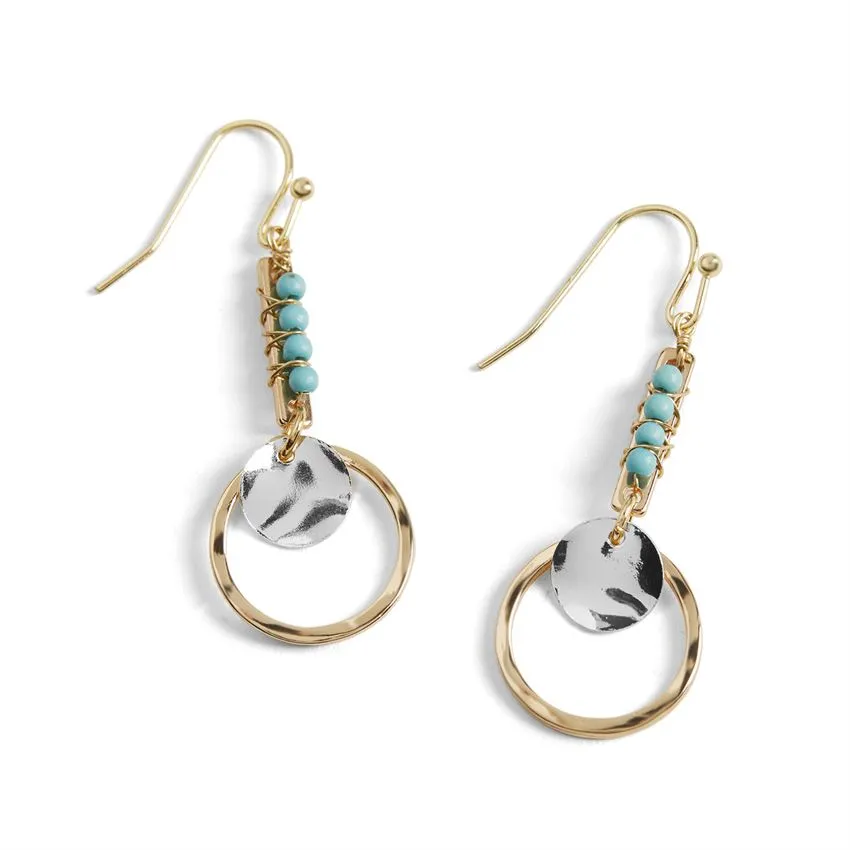 Turquoise Linear Drop Hoop