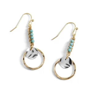 Turquoise Linear Drop Hoop