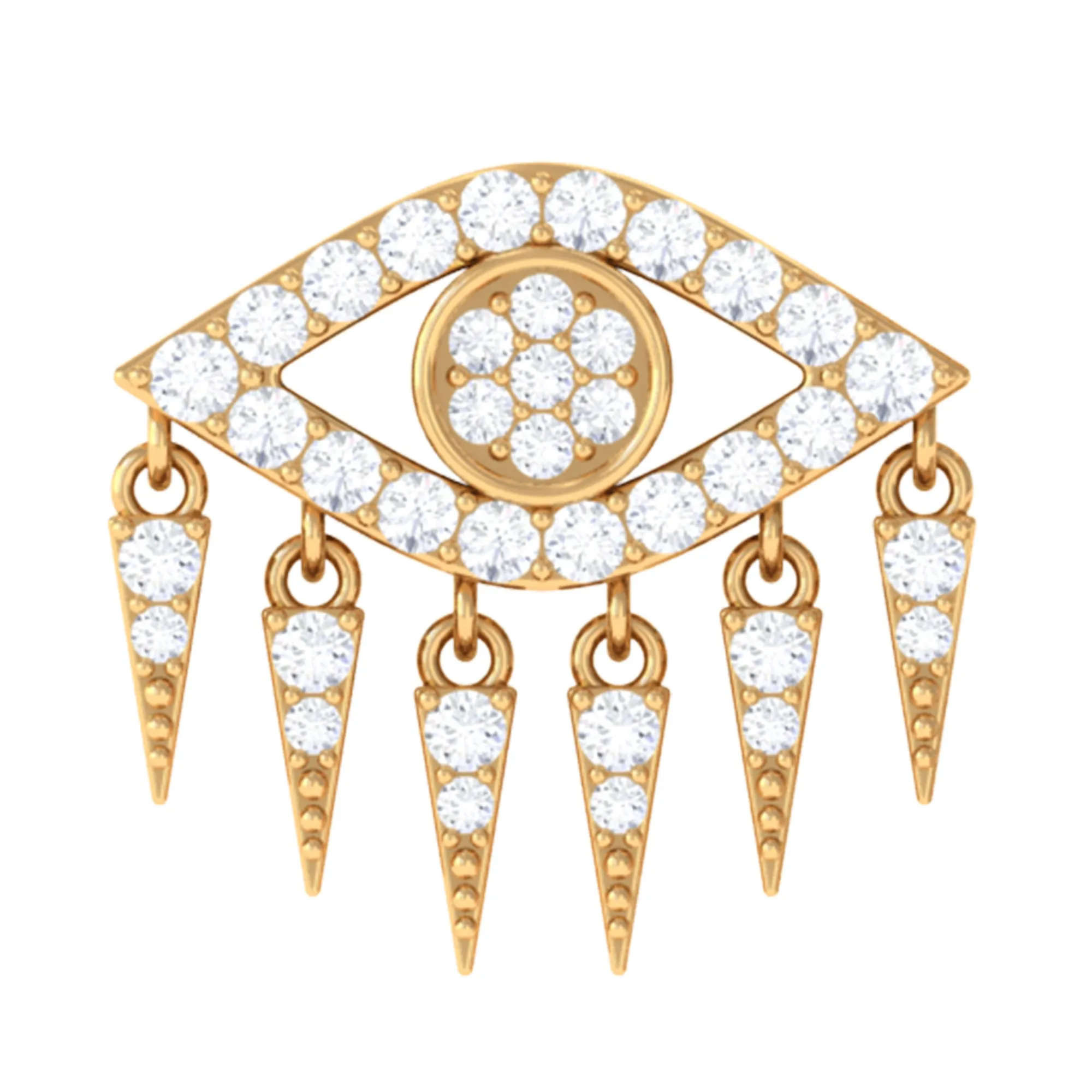 Unique Moissanite Evil Eye Earring for Cartilage Piercing
