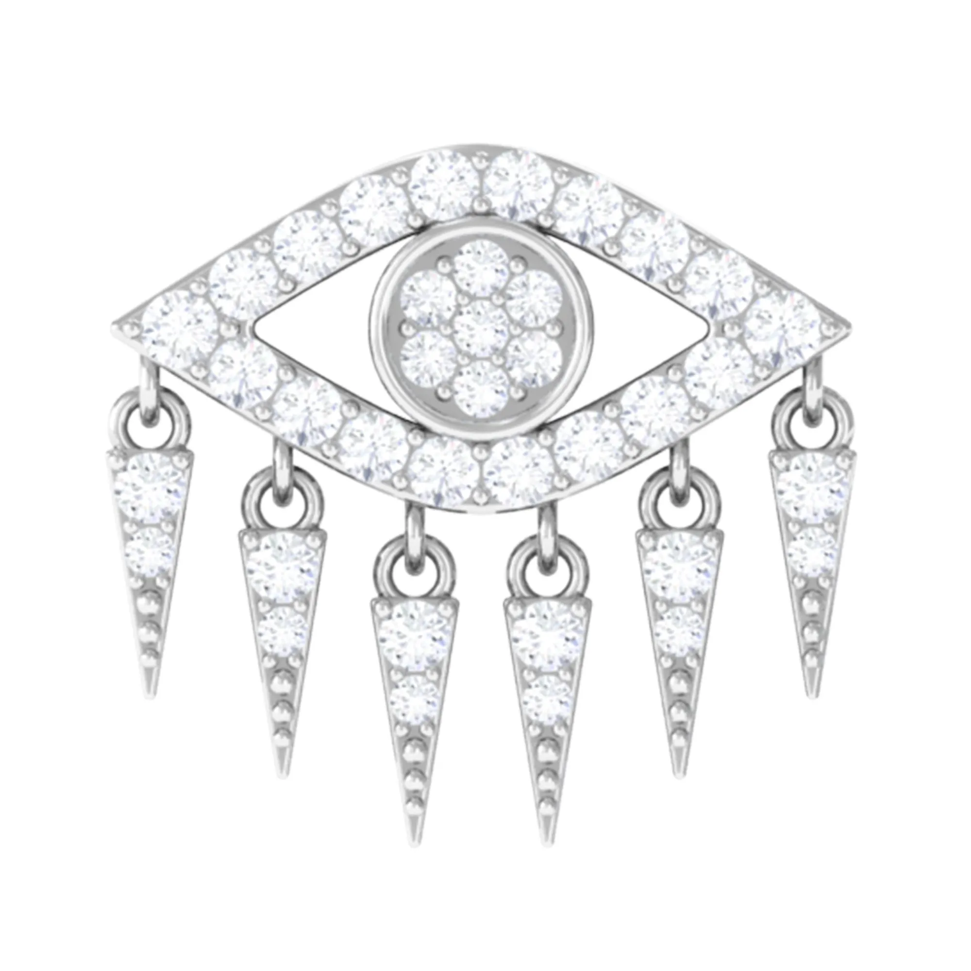 Unique Moissanite Evil Eye Earring for Cartilage Piercing