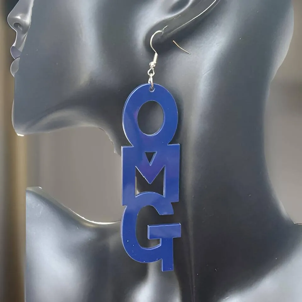 Unique OMG Letter Design Dangle Earrings