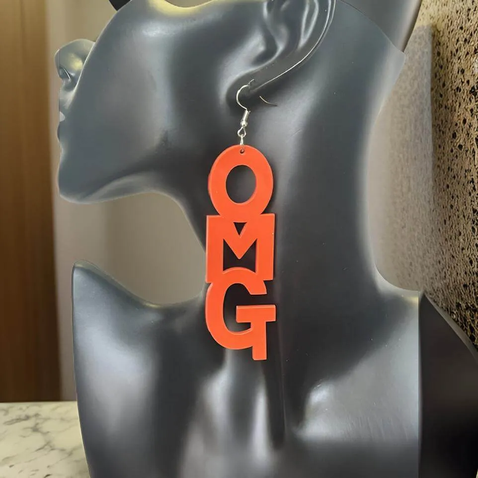 Unique OMG Letter Design Dangle Earrings