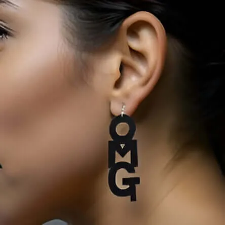Unique OMG Letter Design Dangle Earrings