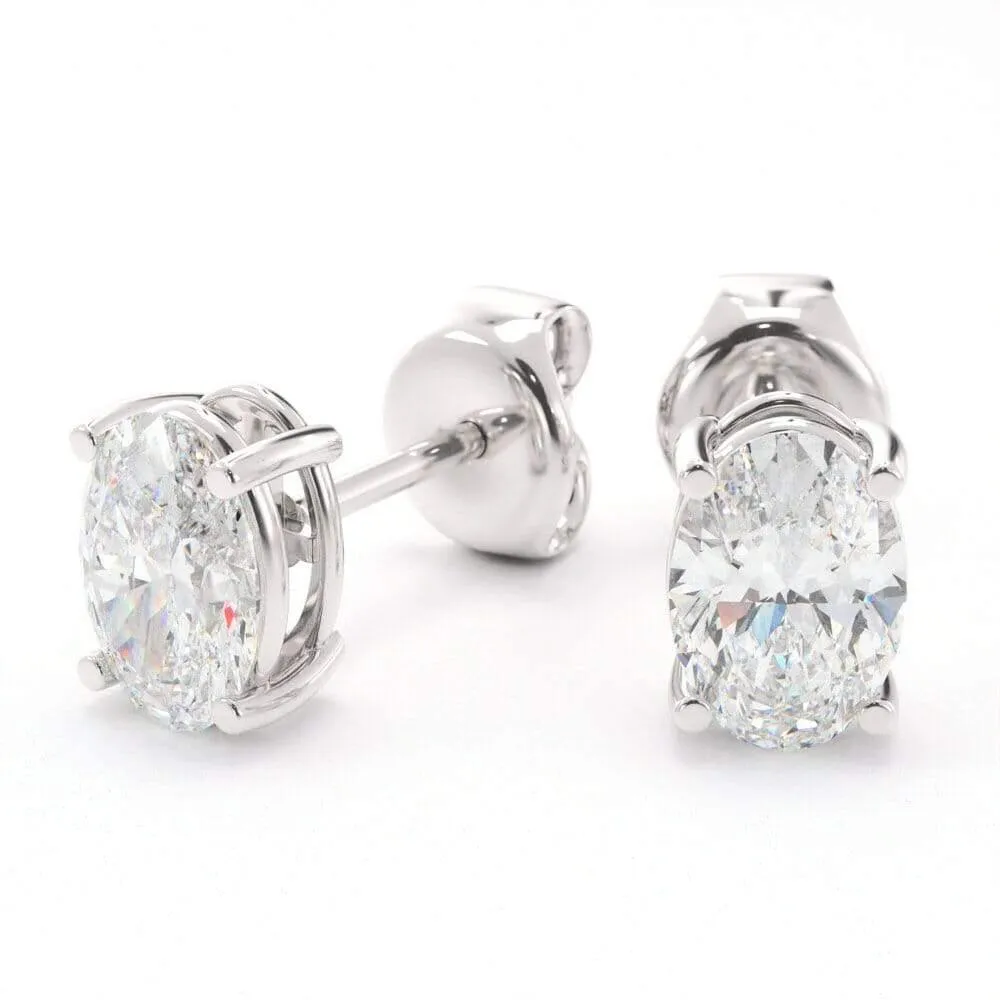 Unique Oval Diamond Stud Earrings