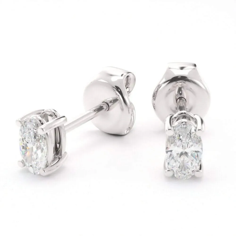 Unique Oval Diamond Stud Earrings