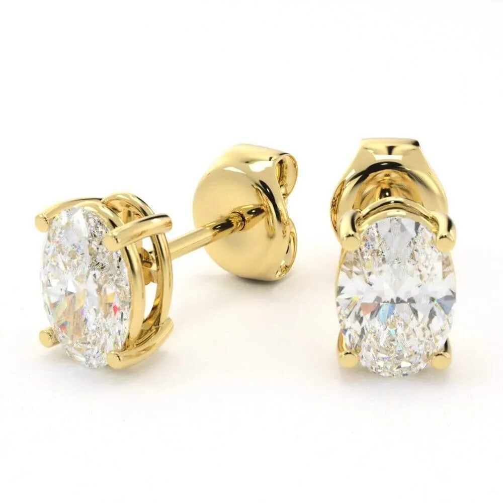Unique Oval Diamond Stud Earrings