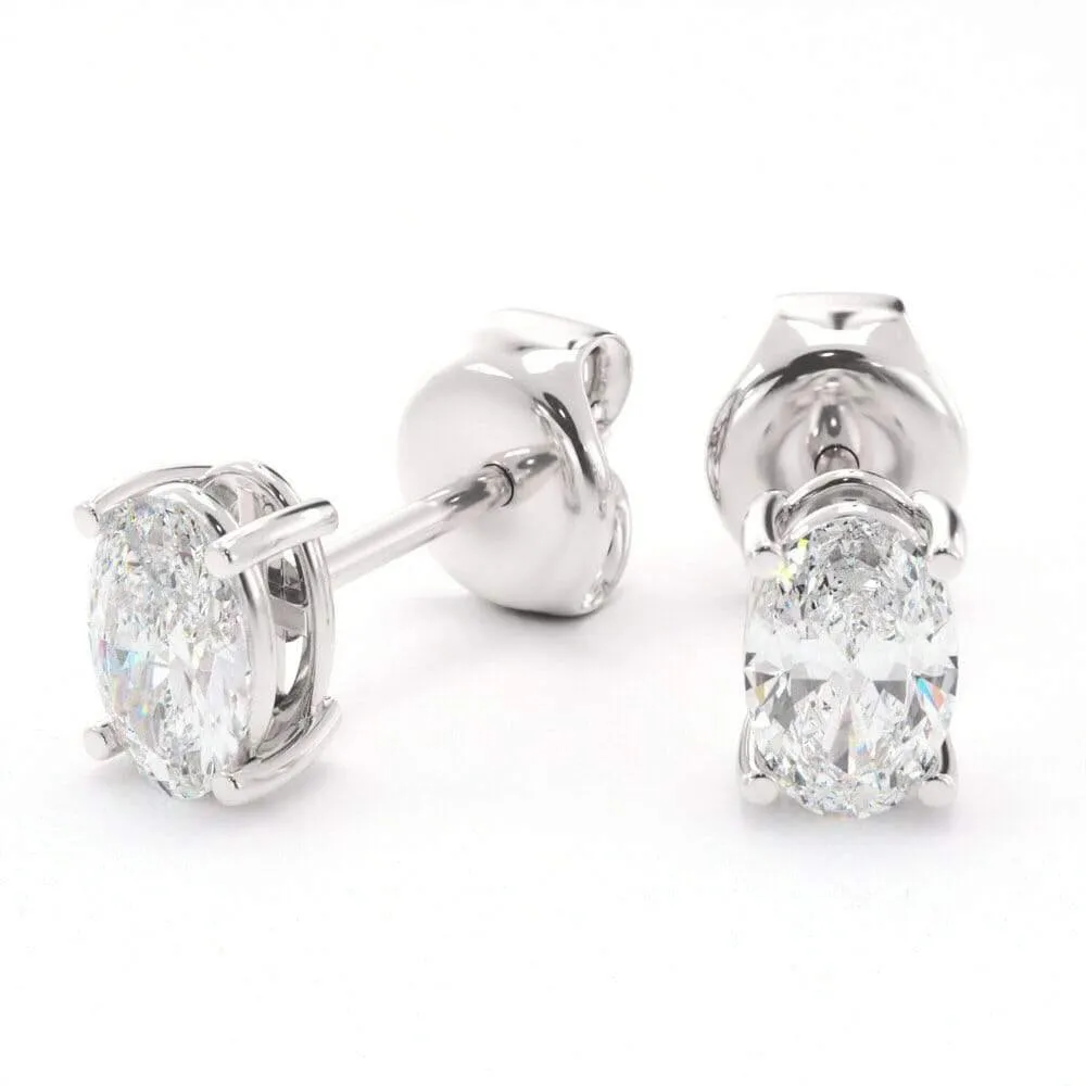Unique Oval Diamond Stud Earrings