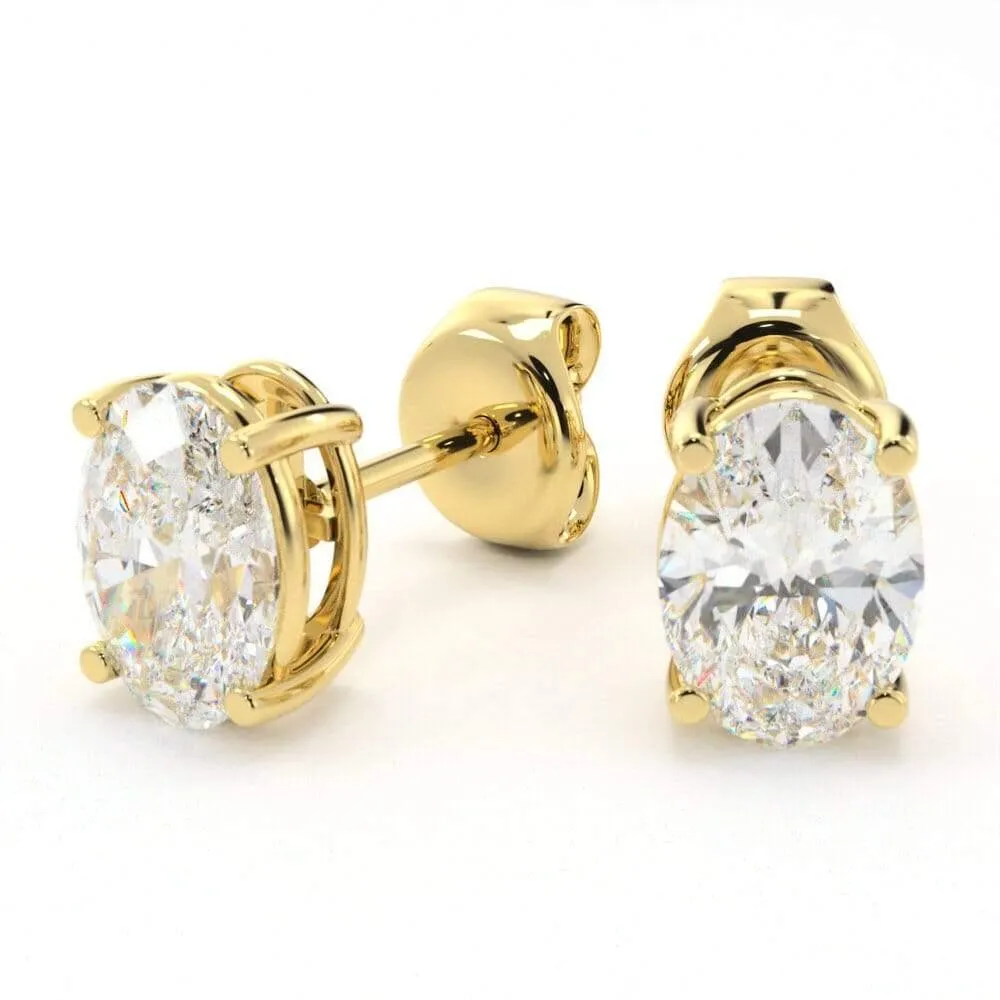 Unique Oval Diamond Stud Earrings
