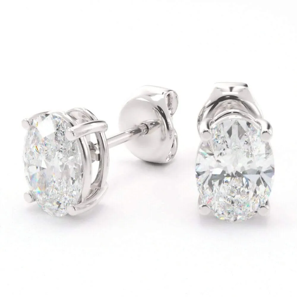 Unique Oval Diamond Stud Earrings