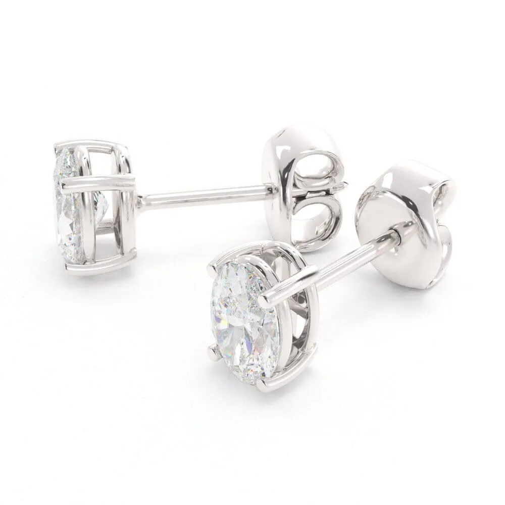 Unique Oval Diamond Stud Earrings