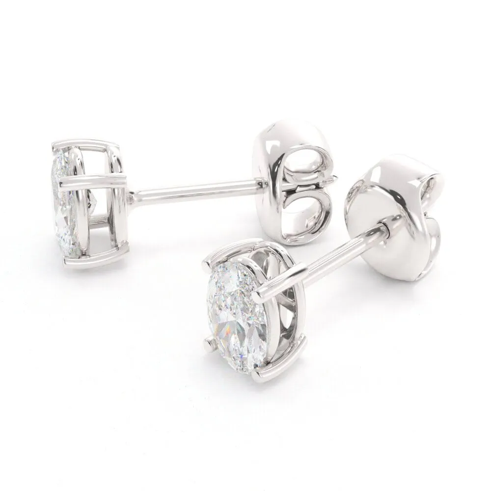 Unique Oval Diamond Stud Earrings