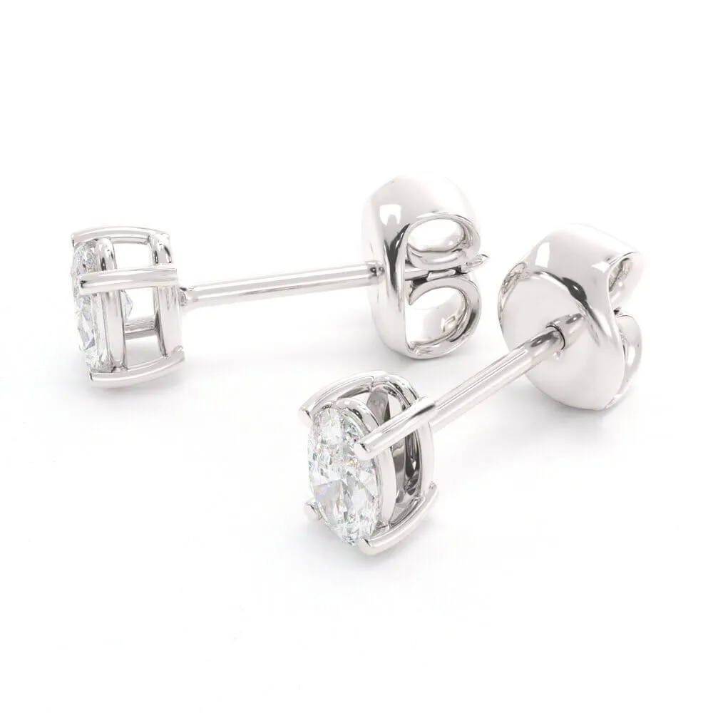 Unique Oval Diamond Stud Earrings