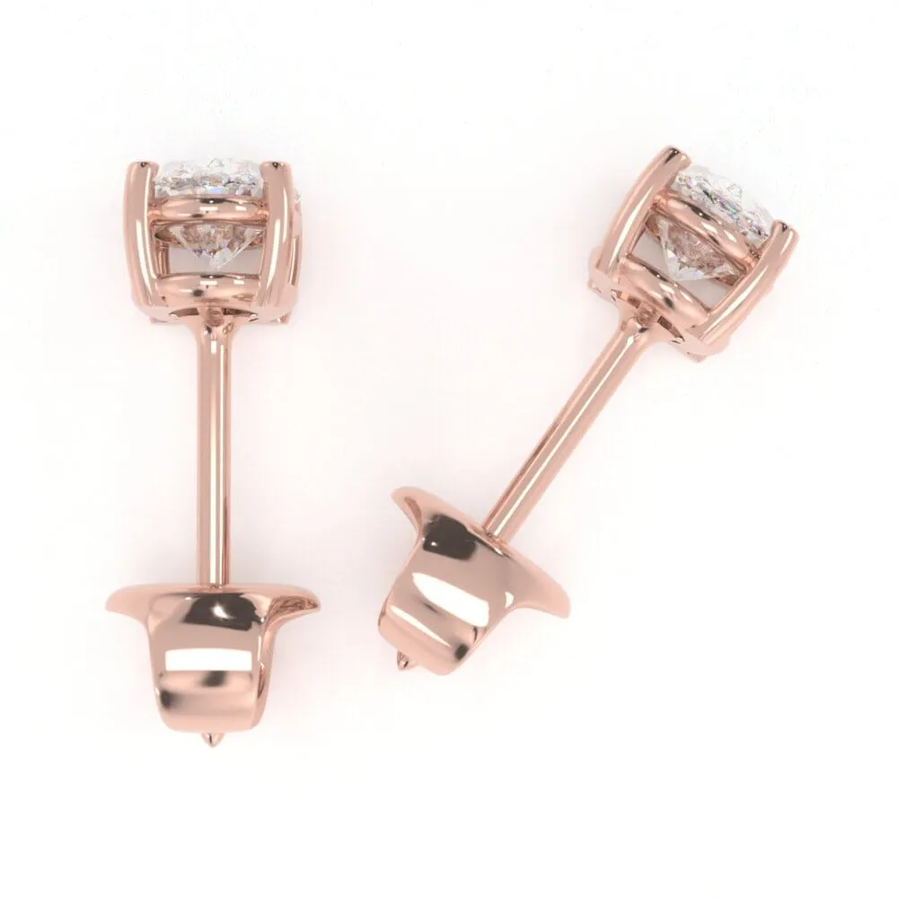 Unique Oval Diamond Stud Earrings