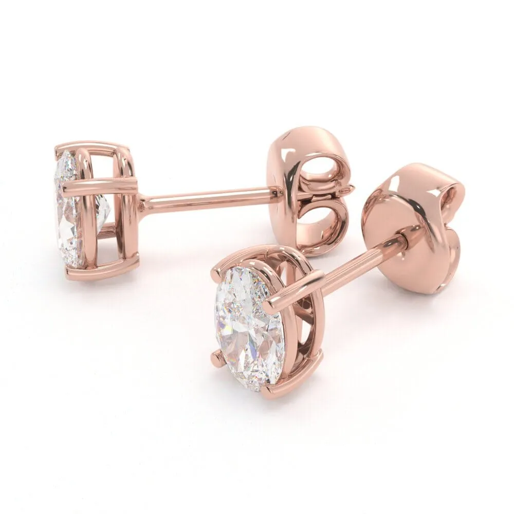 Unique Oval Diamond Stud Earrings