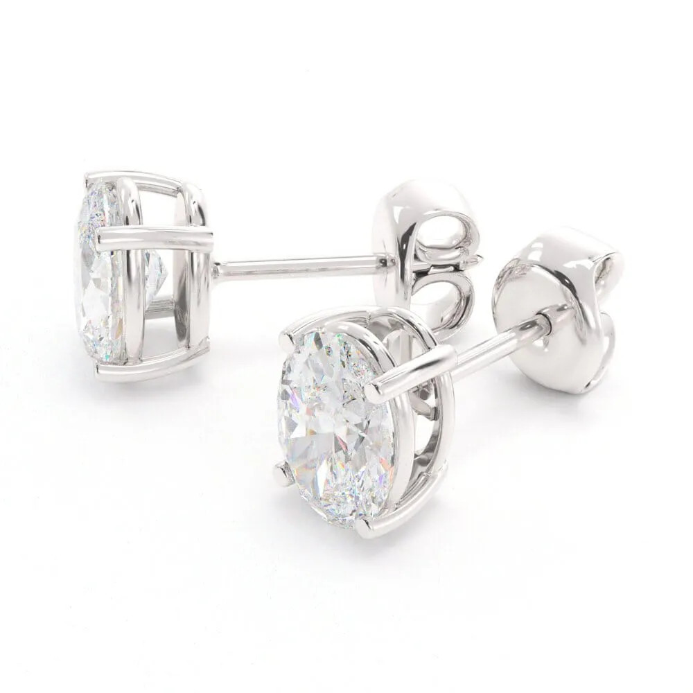 Unique Oval Diamond Stud Earrings