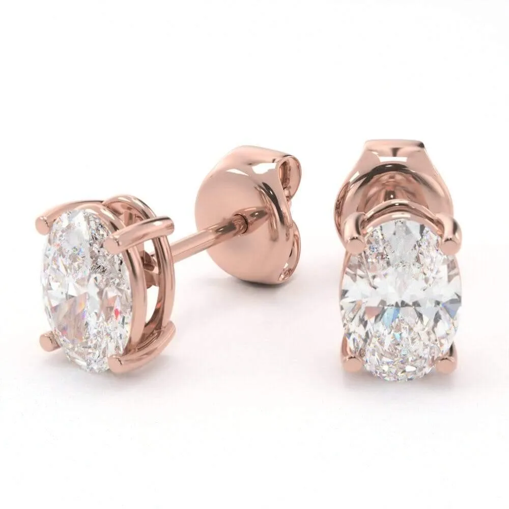 Unique Oval Diamond Stud Earrings