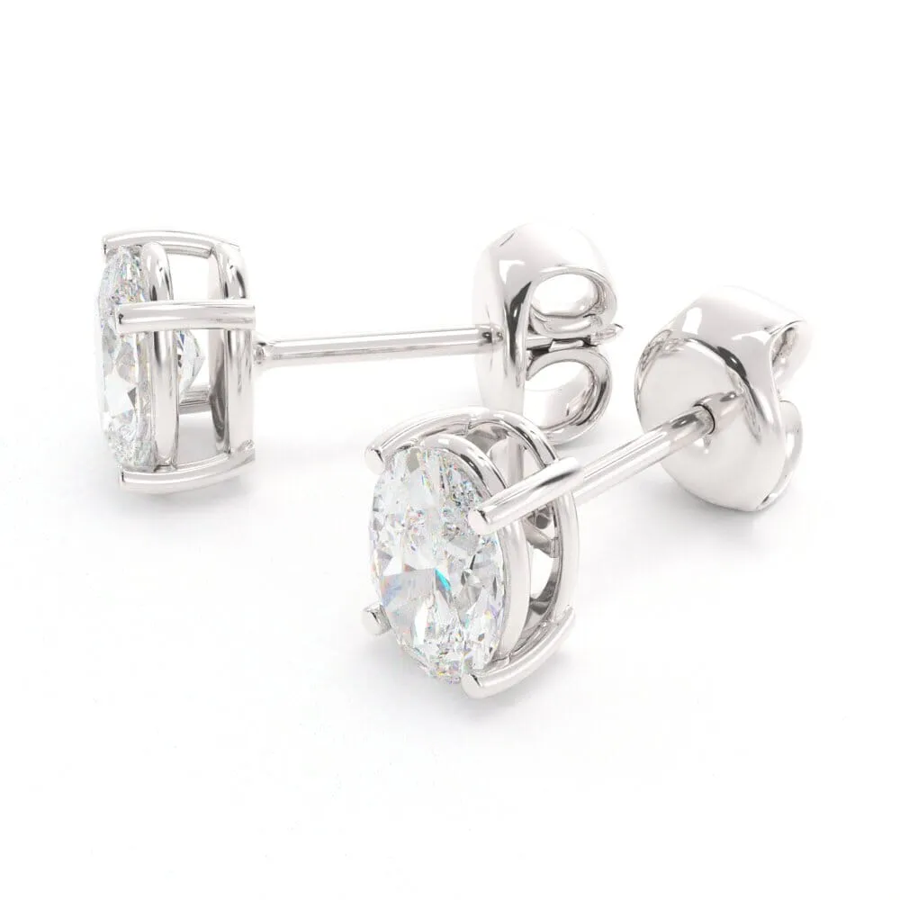 Unique Oval Diamond Stud Earrings