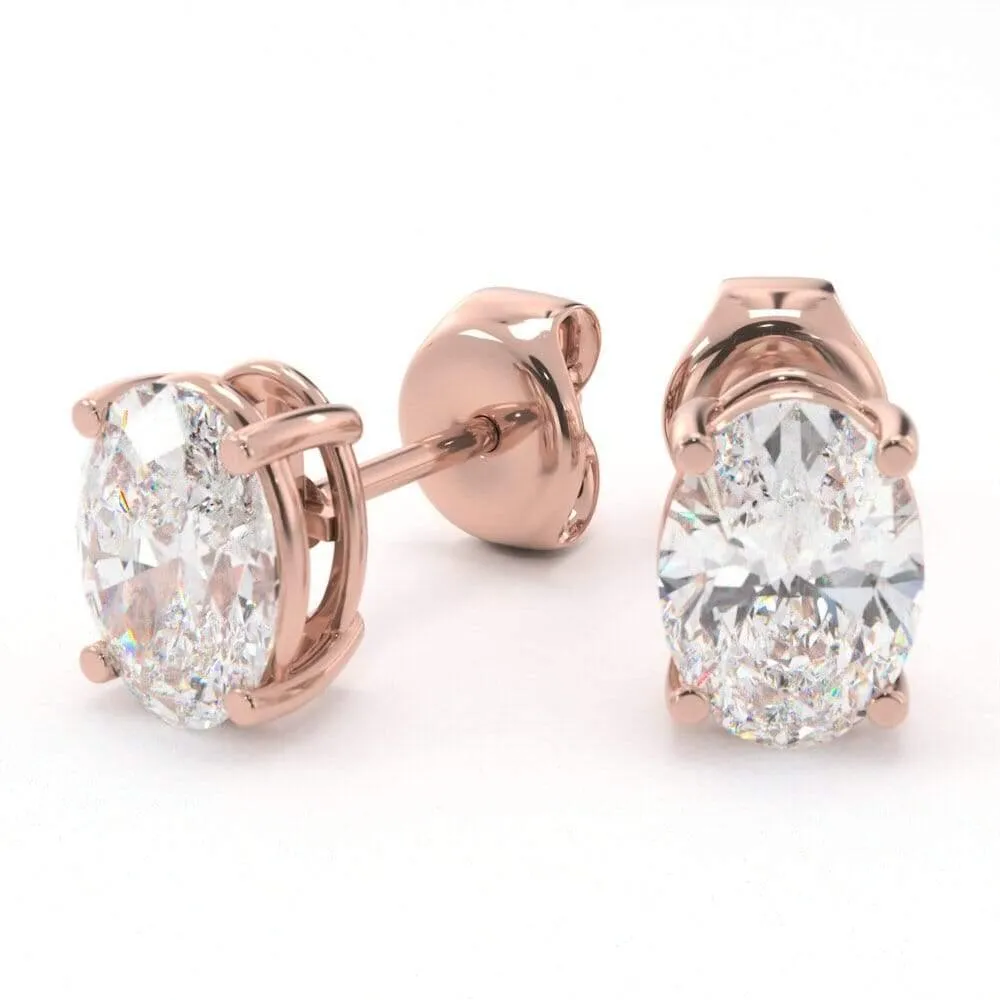 Unique Oval Diamond Stud Earrings