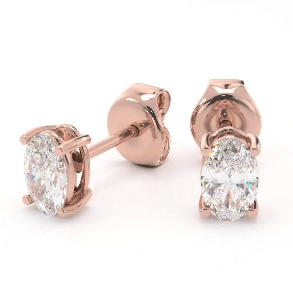 Unique Oval Diamond Stud Earrings