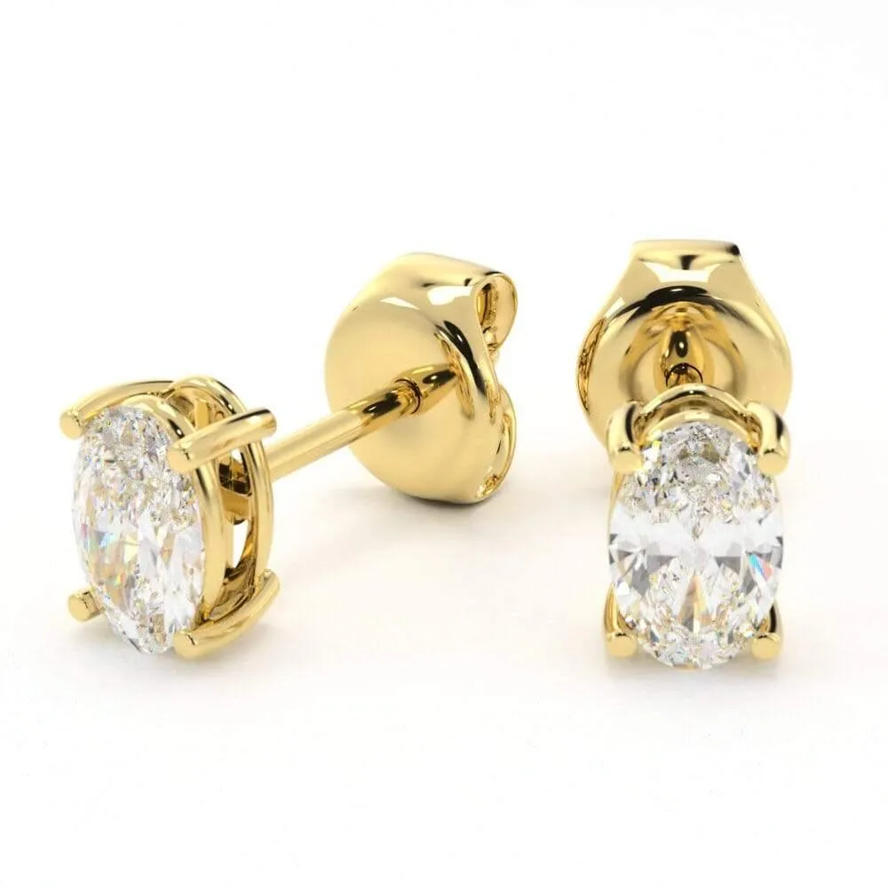 Unique Oval Diamond Stud Earrings