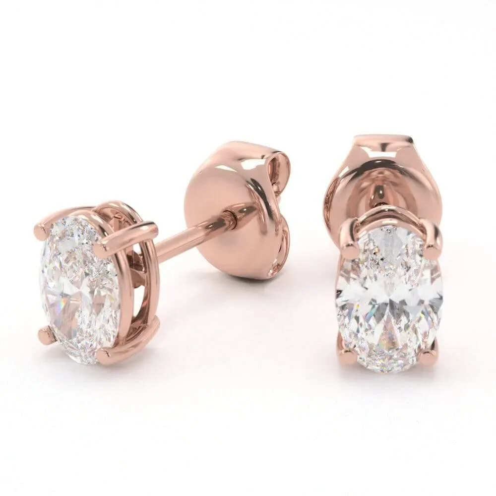 Unique Oval Diamond Stud Earrings