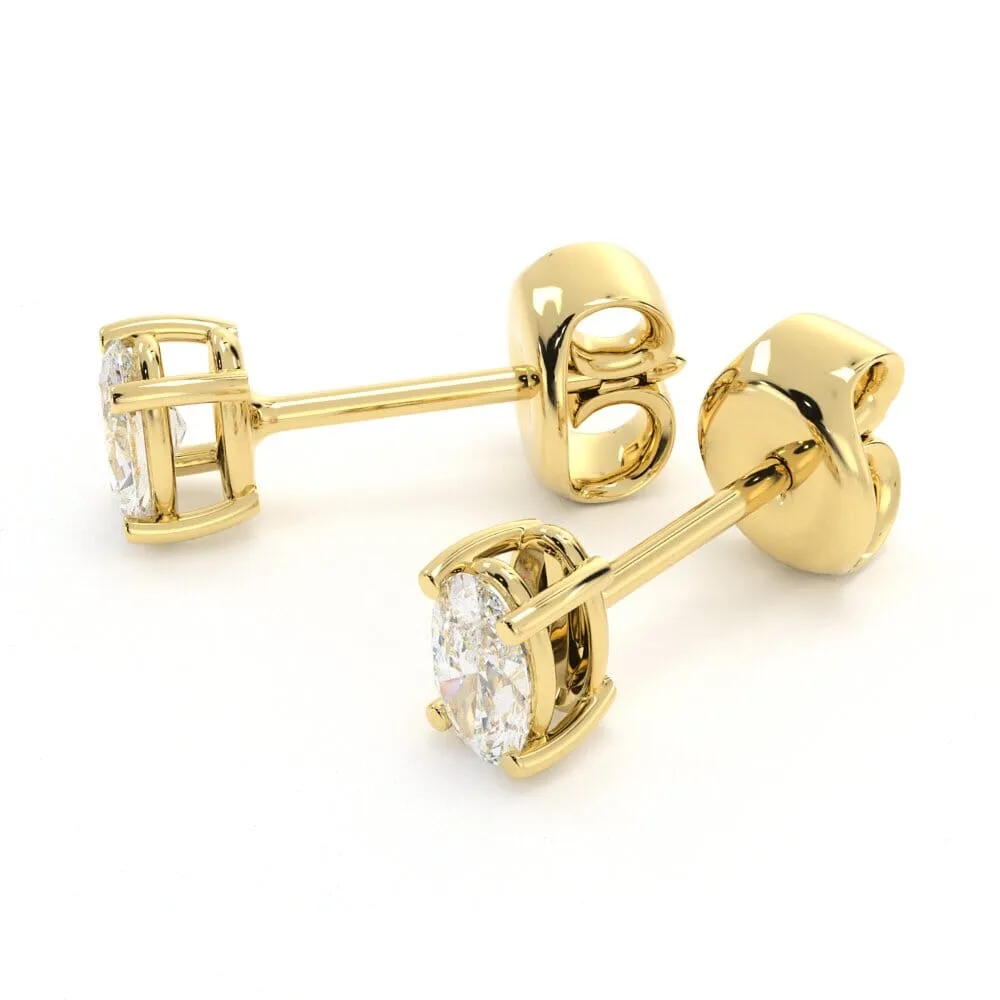 Unique Oval Diamond Stud Earrings