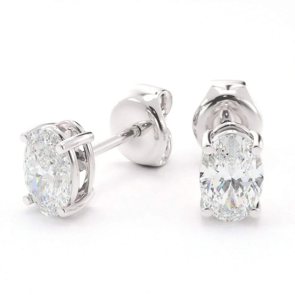 Unique Oval Diamond Stud Earrings
