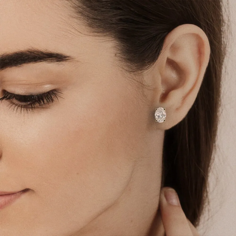 Unique Oval Diamond Stud Earrings