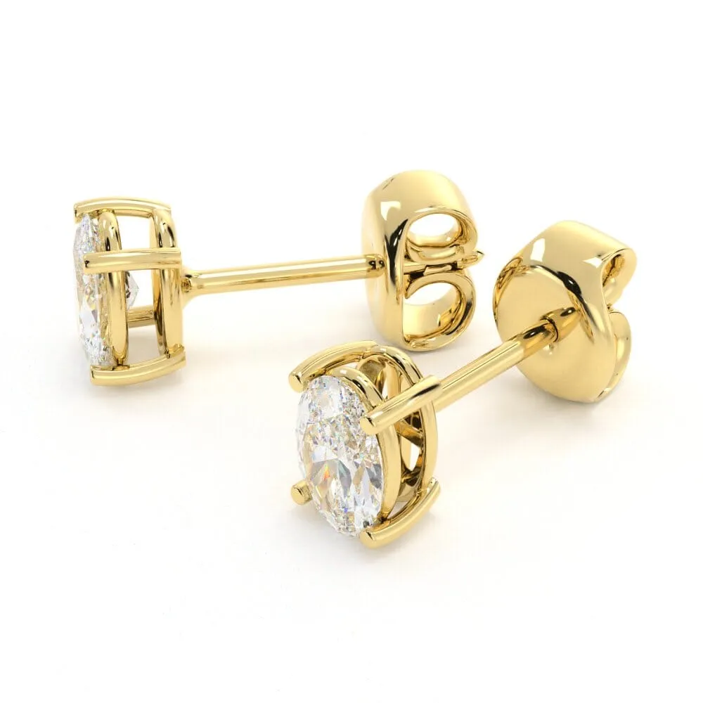 Unique Oval Diamond Stud Earrings