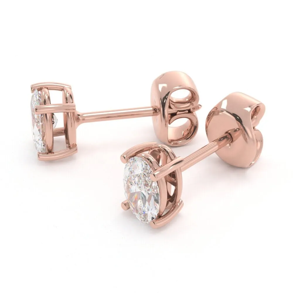 Unique Oval Diamond Stud Earrings