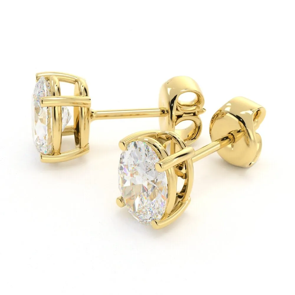 Unique Oval Diamond Stud Earrings