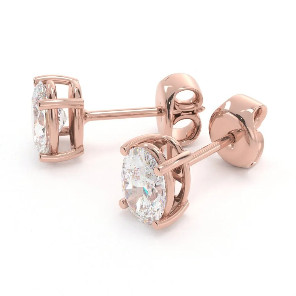 Unique Oval Diamond Stud Earrings
