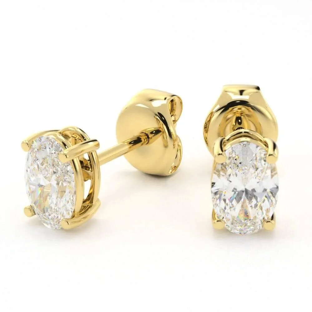 Unique Oval Diamond Stud Earrings
