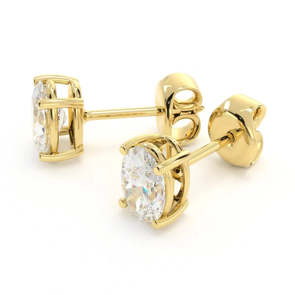 Unique Oval Diamond Stud Earrings