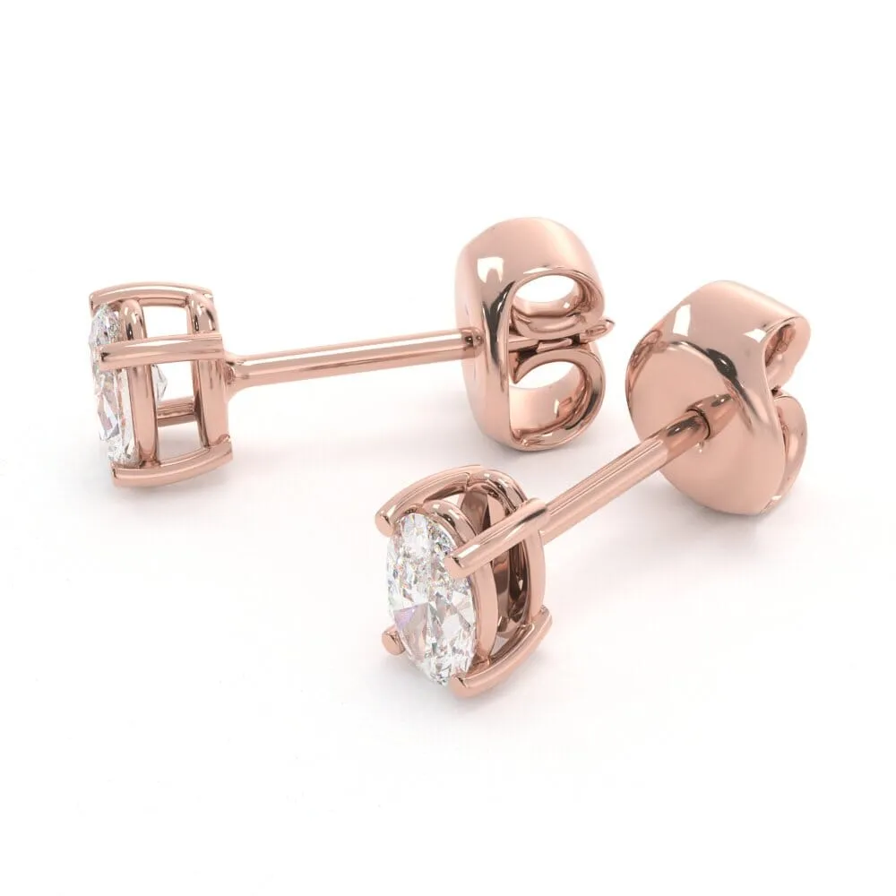 Unique Oval Diamond Stud Earrings