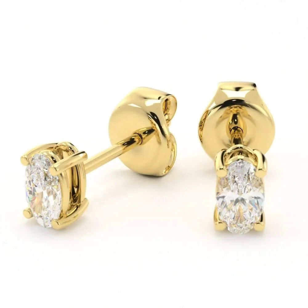 Unique Oval Diamond Stud Earrings