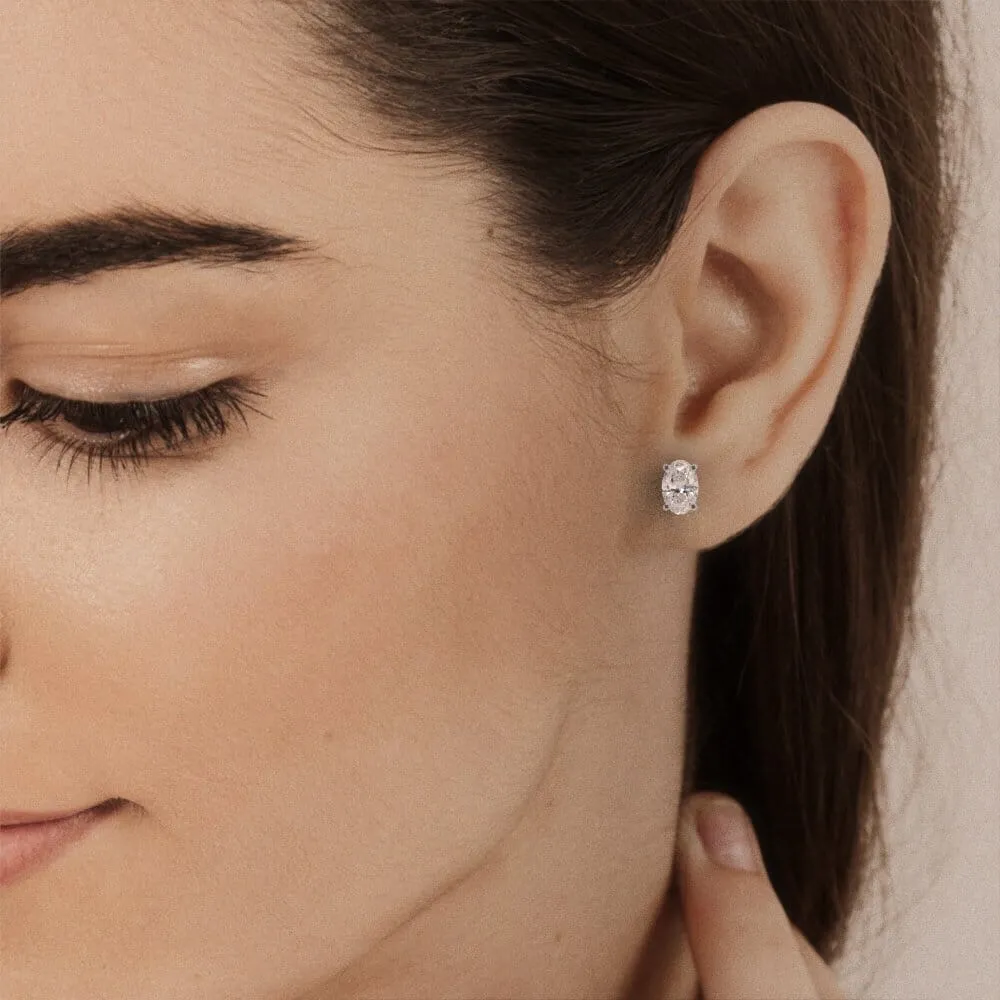Unique Oval Diamond Stud Earrings