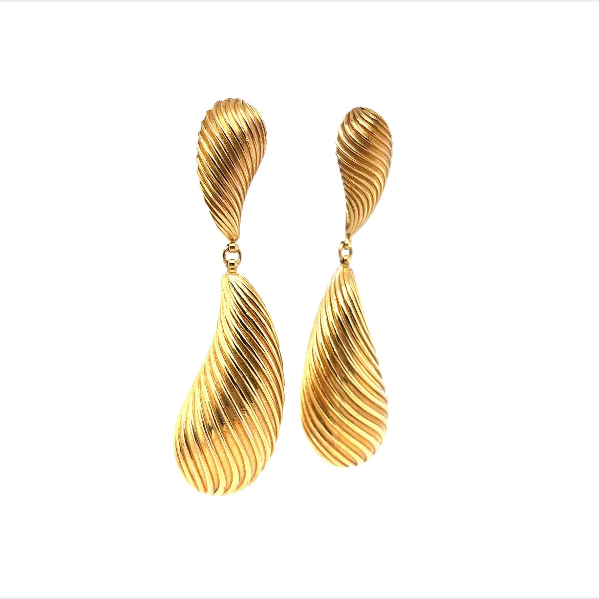 Unique Teardrop Dangle Earrings in 18K Yellow Gold